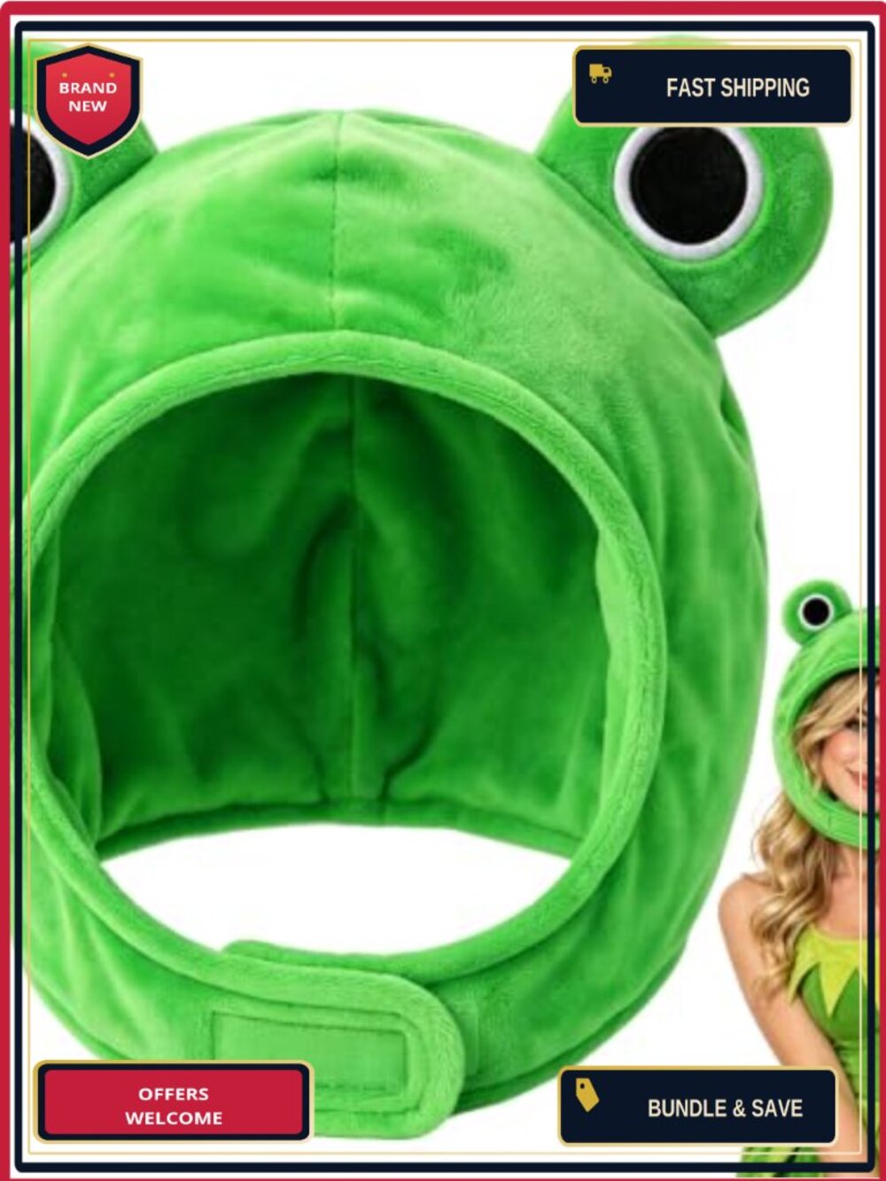 Plush Frog Hat Costume Adult Funny Animal Cosplay Halloween Party